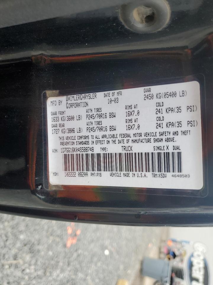 2004 Dodge Dakota Sxt VIN: 1D7GG16K04S588748 Lot: 83847295