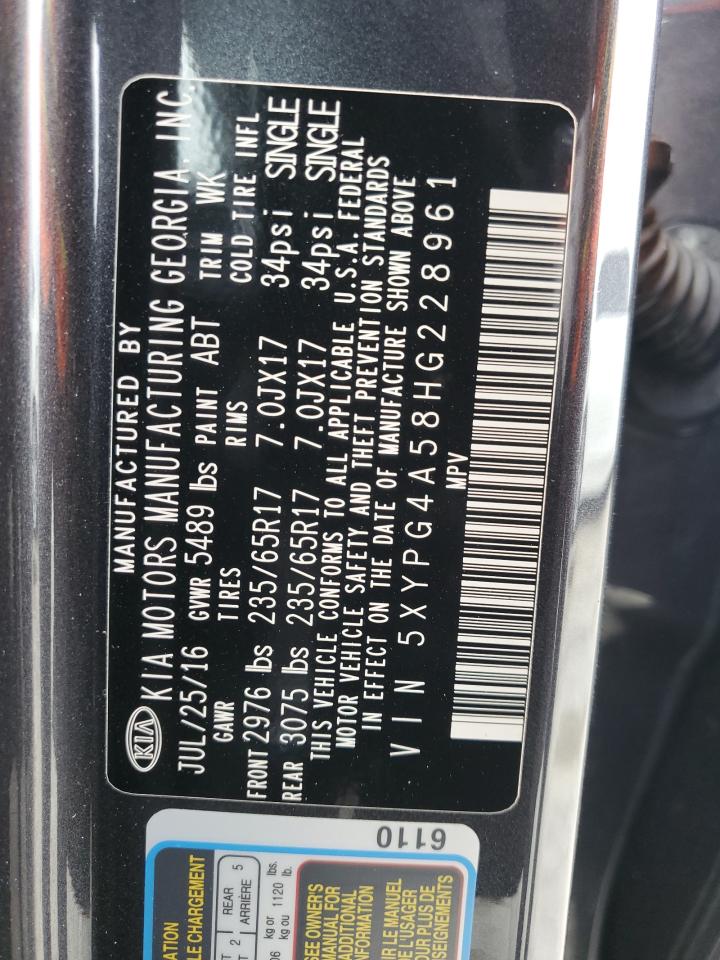 2017 Kia Sorento Lx VIN: 5XYPG4A58HG228961 Lot: 80759025