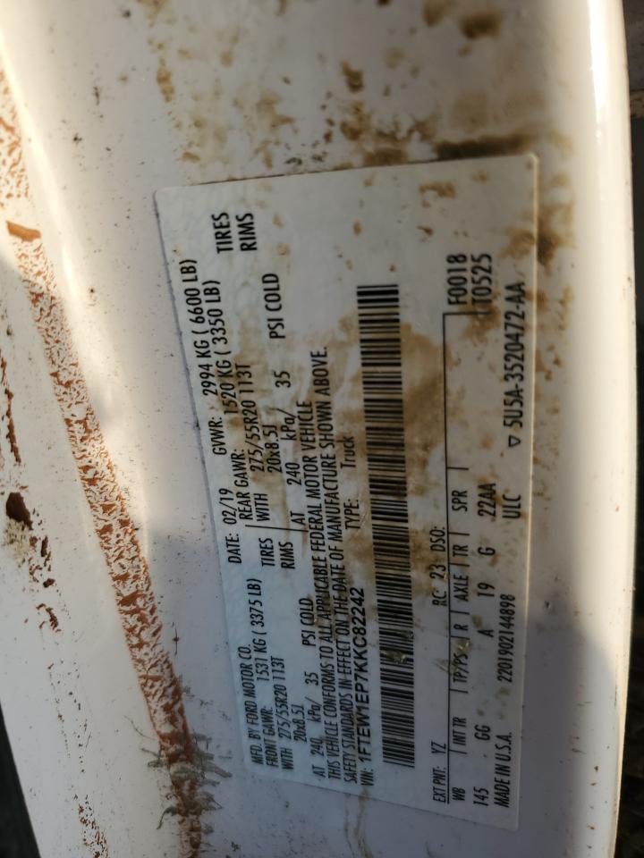 2019 Ford F150 Supercrew VIN: 1FTEW1EP7KKC82242 Lot: 82152985