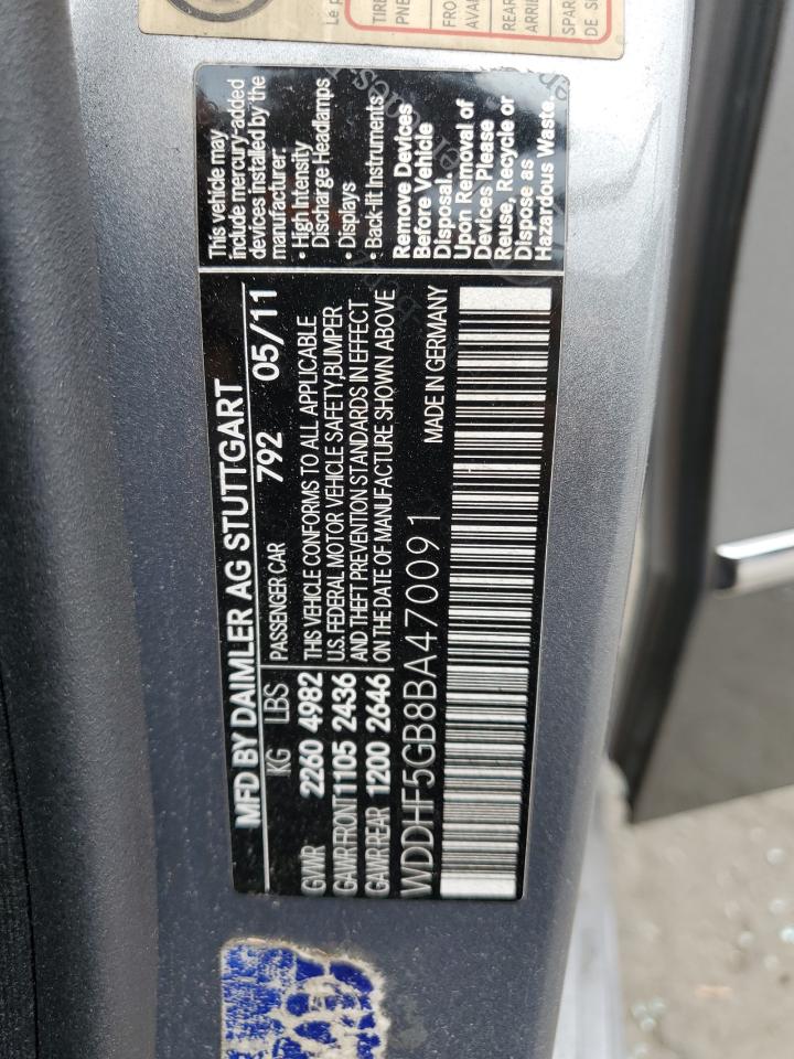 2011 Mercedes-Benz E 350 VIN: WDDHF5GB8BA470091 Lot: 81871145