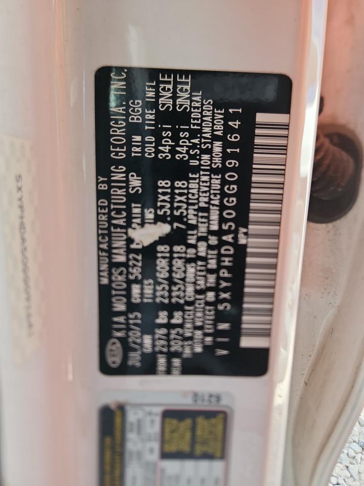 2016 Kia Sorento Ex VIN: 5XYPHDA50GG091641 Lot: 80564955