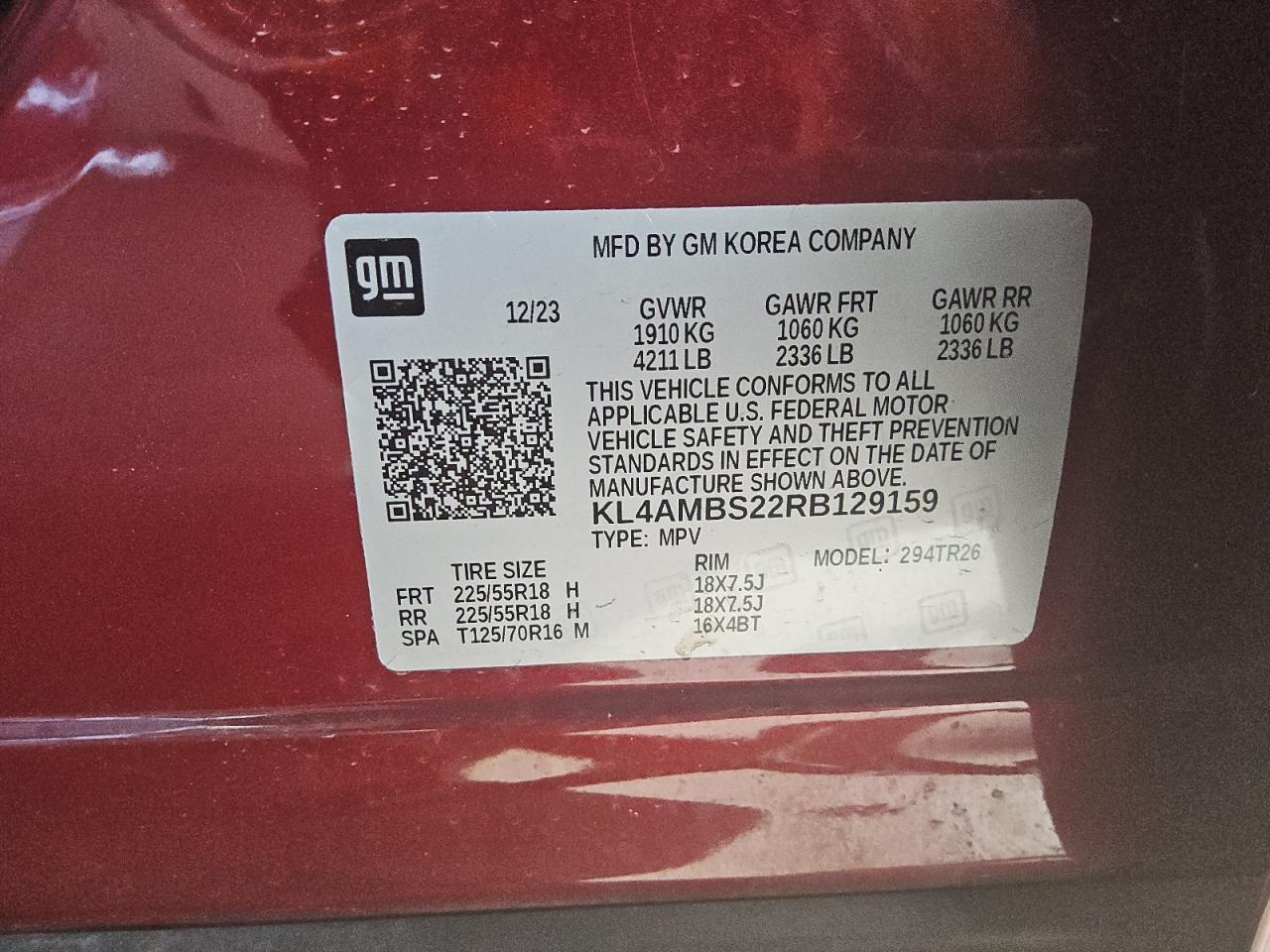 2024 Buick Encore Gx Preferred VIN: KL4AMBS22RB129159 Lot: 71954245