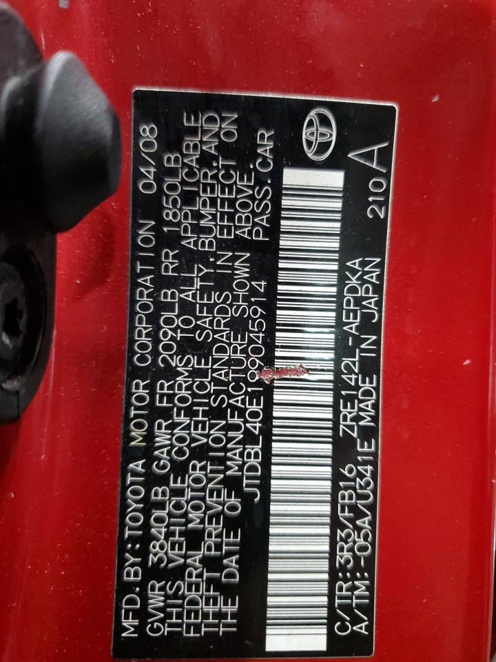 2009 Toyota Corolla Base VIN: JTDBL40E199045914 Lot: 80105375