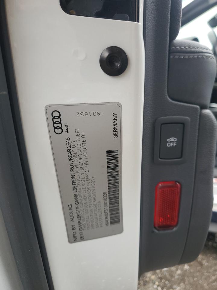 2018 Audi S5 Premium Plus VIN: WAUB4DF51JA010326 Lot: 80891985