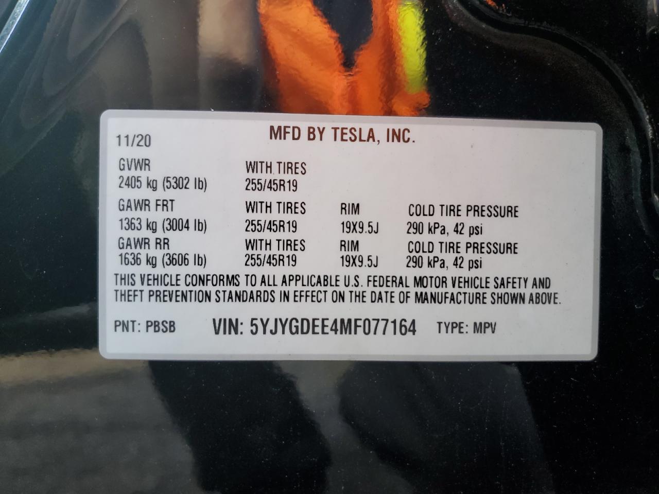2021 Tesla Model Y VIN: 5YJYGDEE4MF077164 Lot: 81034645
