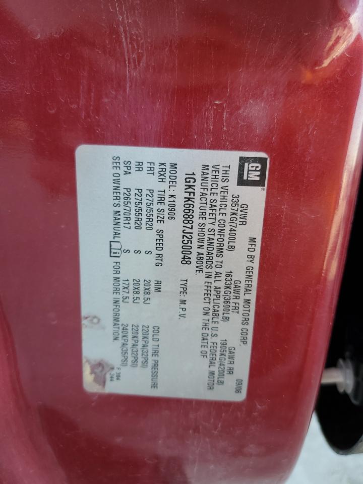 2007 GMC Yukon Xl Denali VIN: 1GKFK66887J250048 Lot: 81808275