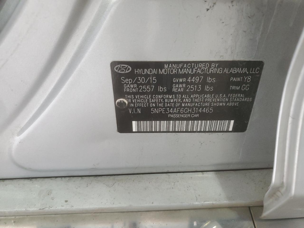 2016 Hyundai Sonata Sport VIN: 5NPE34AF6GH314465 Lot: 81486945