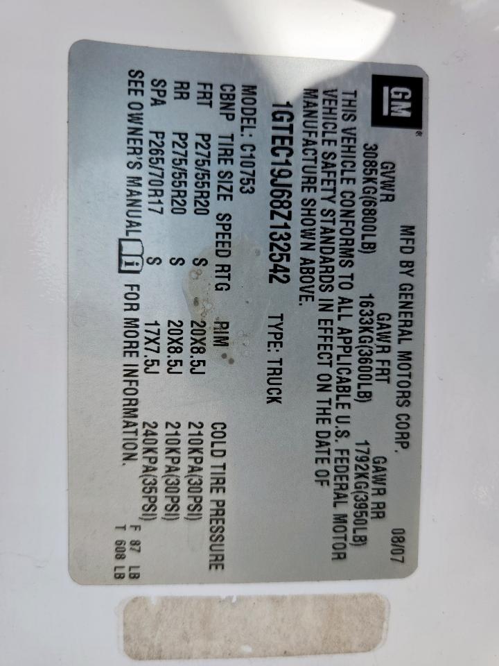 2008 GMC Sierra C1500 VIN: 1GTEC19J68Z132542 Lot: 80375465