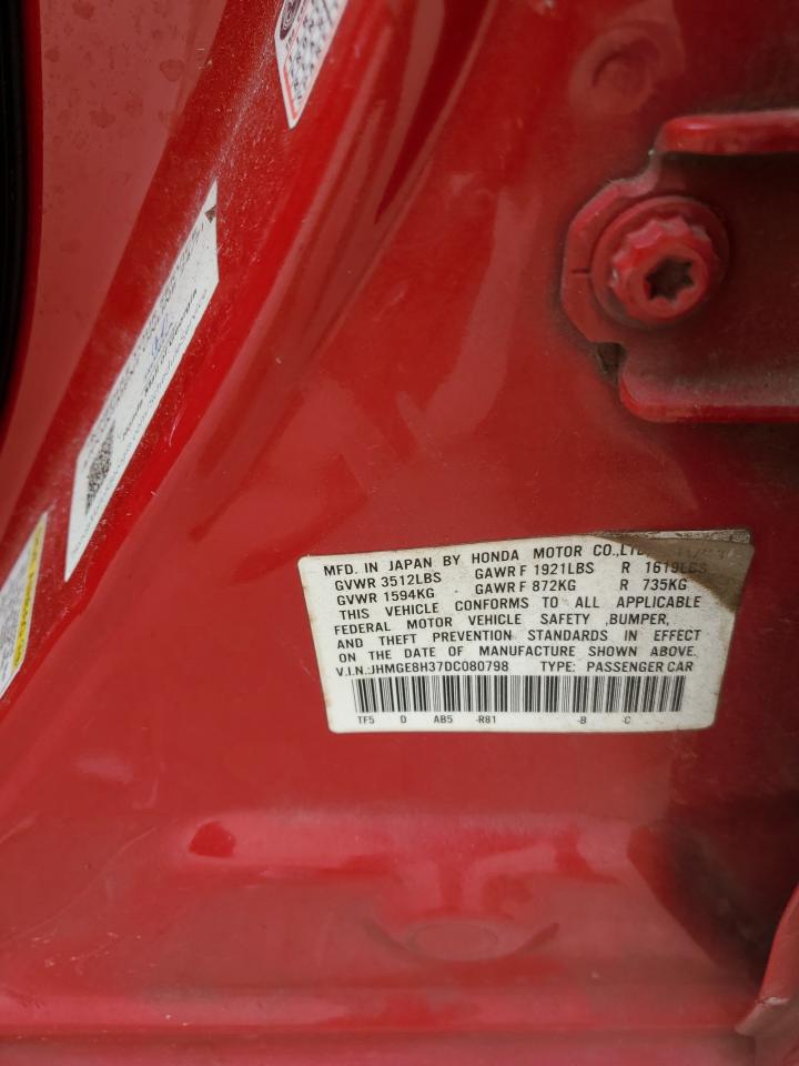 2013 Honda Fit VIN: JHMGE8H37DC080798 Lot: 71602005