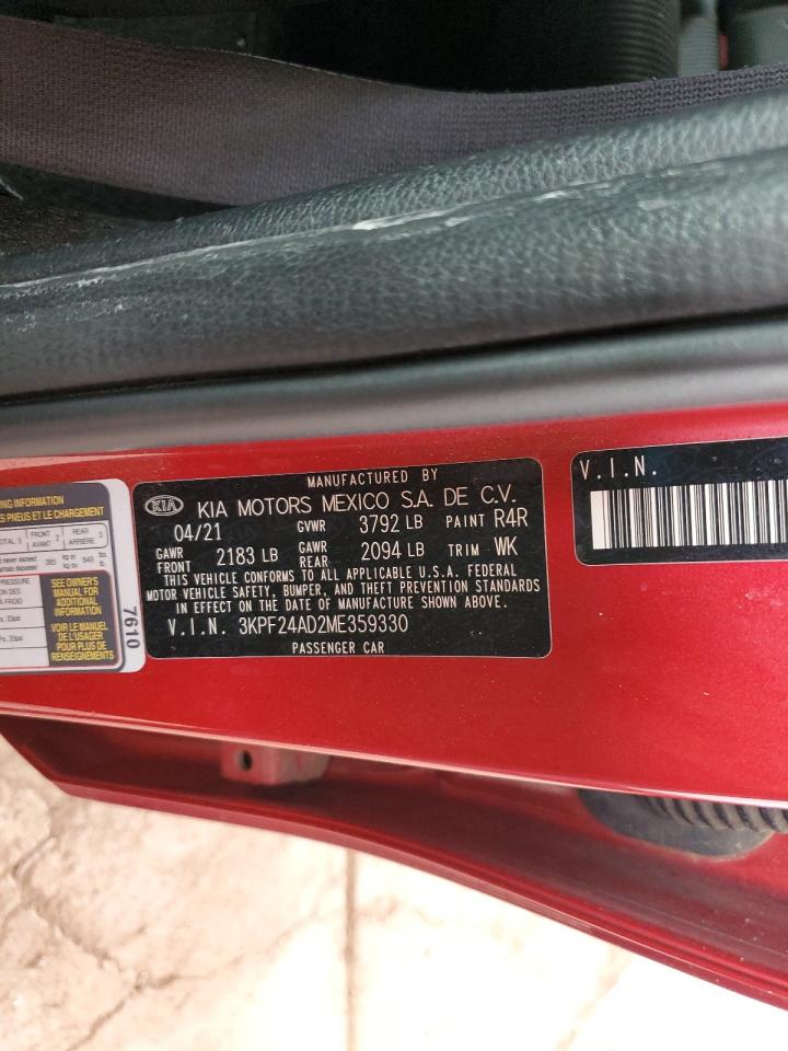 2021 Kia Forte Fe VIN: 3KPF24AD2ME359330 Lot: 80837845