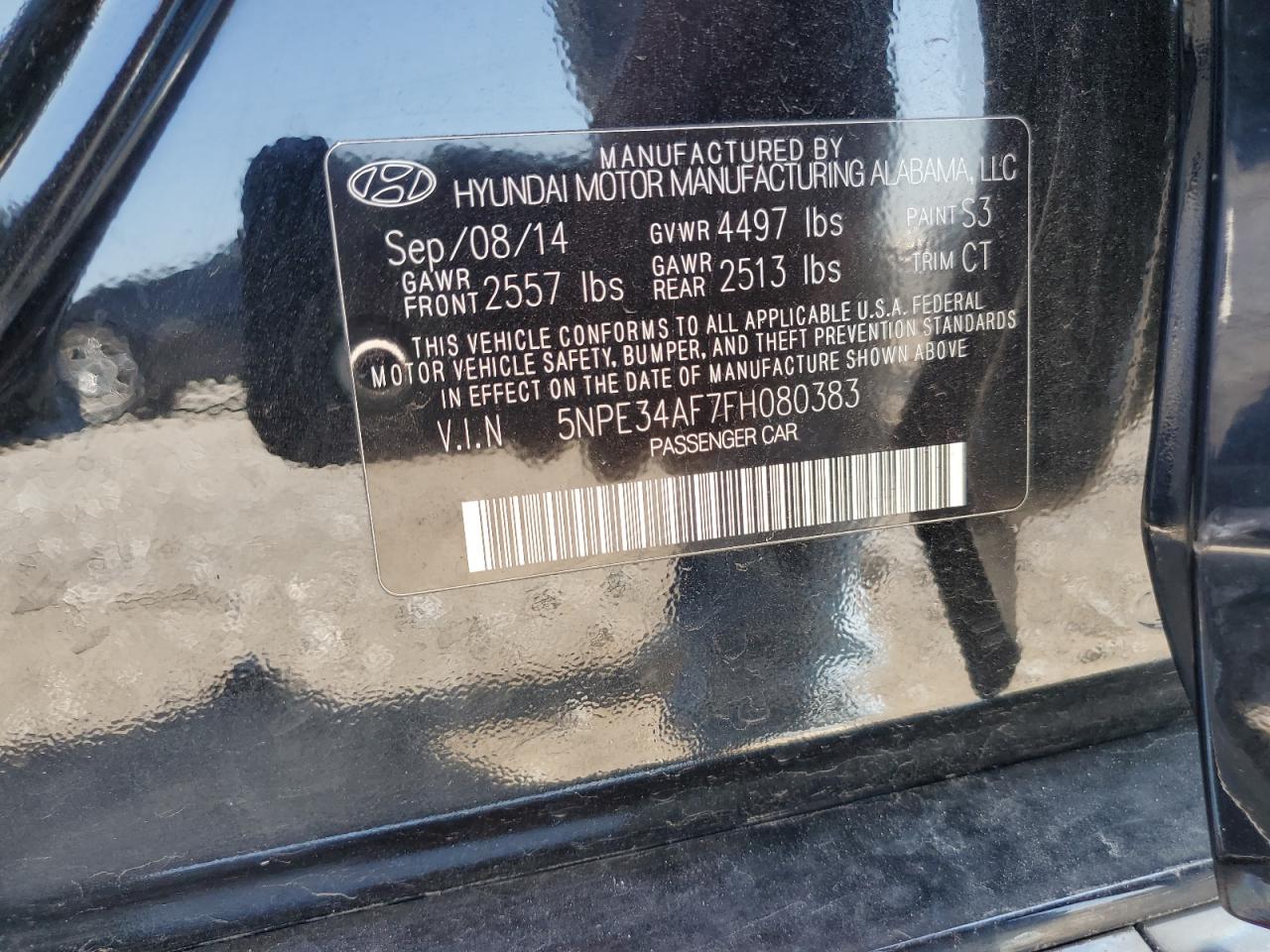 2015 Hyundai Sonata Sport VIN: 5NPE34AF7FH080383 Lot: 80502355