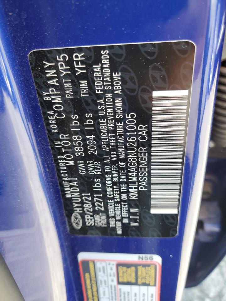 2022 Hyundai Elantra Sel VIN: KMHLM4AG8NU261005 Lot: 80701115