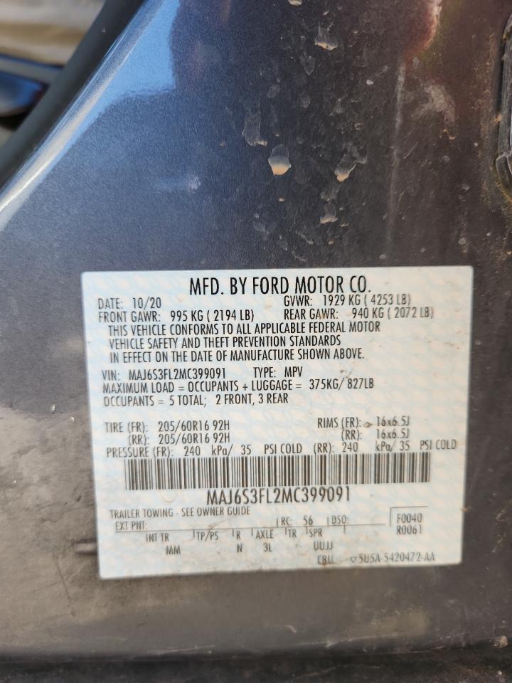 2021 Ford Ecosport S VIN: MAJ6S3FL2MC399091 Lot: 71305505