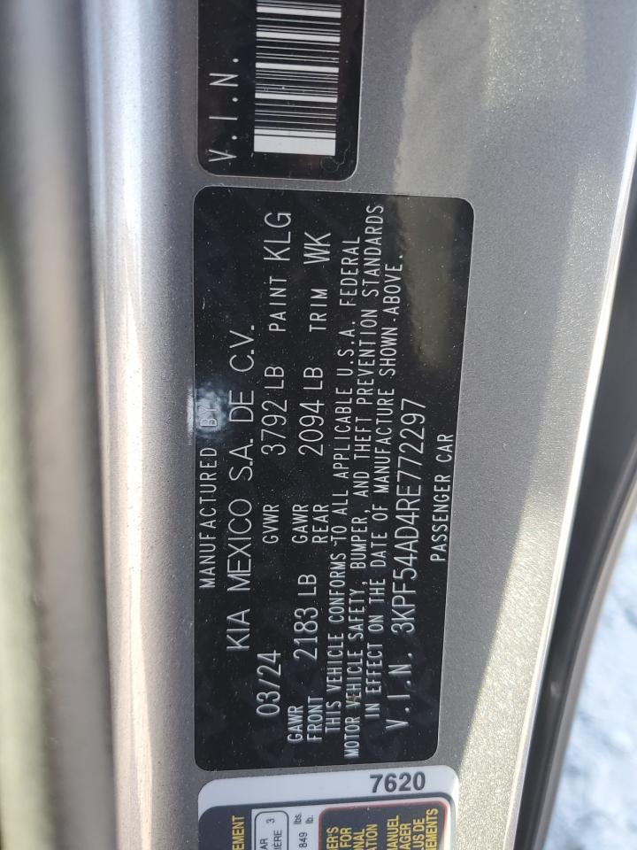 2024 Kia Forte Gt Line VIN: 3KPF54AD4RE772297 Lot: 80070865