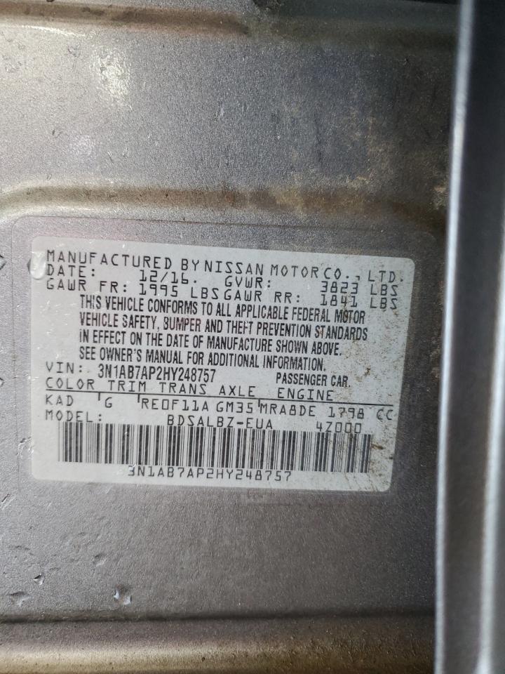 2017 Nissan Sentra S VIN: 3N1AB7AP2HY248757 Lot: 82079045