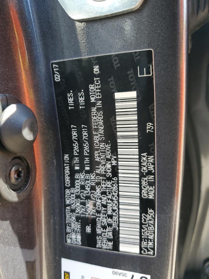2017 Toyota 4Runner Sr5/Sr5 Premium VIN: JTEBU5JR5H5428616 Lot: 80685045