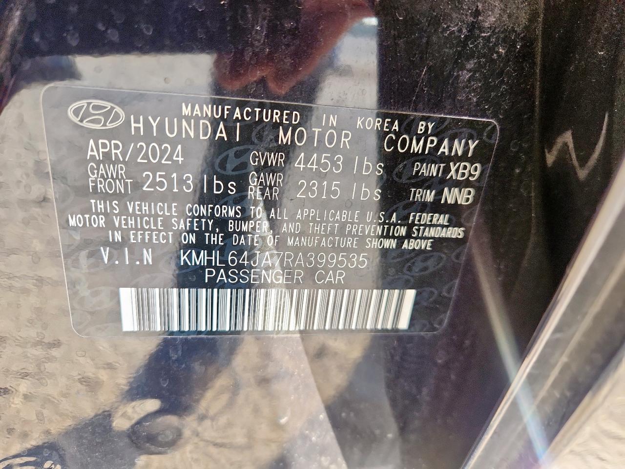 2024 Hyundai Sonata Sel VIN: KMHL64JA7RA399535 Lot: 81399355