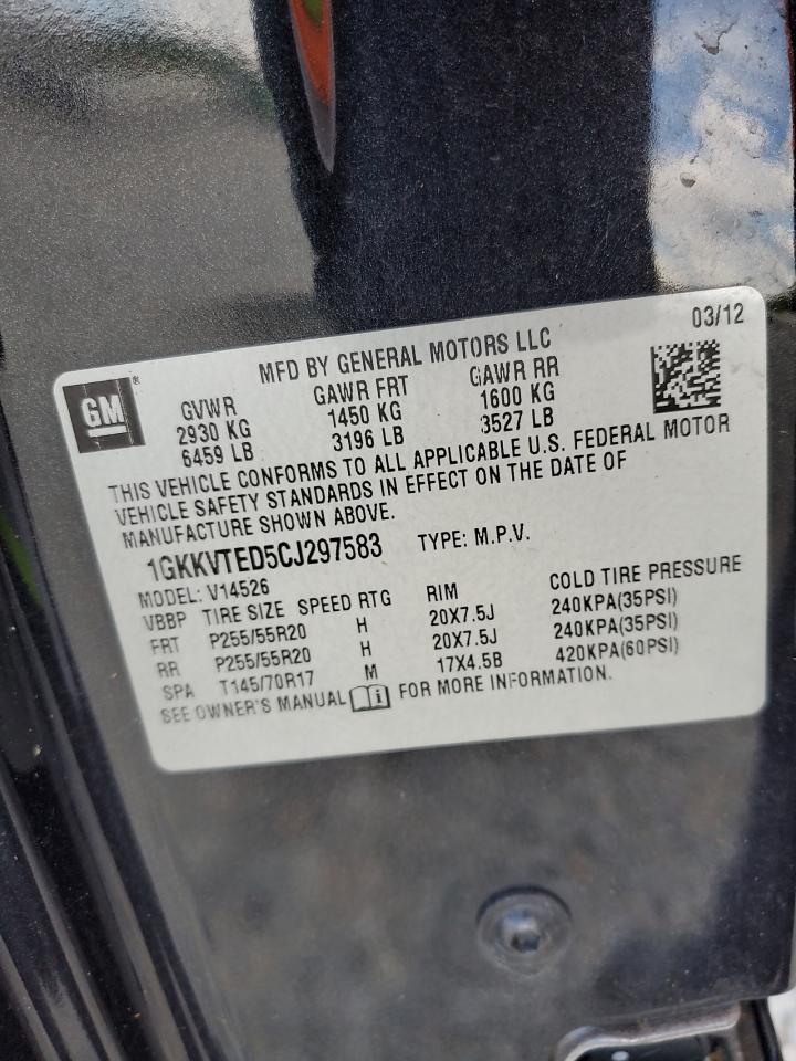 2012 GMC Acadia Denali VIN: 1GKKVTED5CJ297583 Lot: 81658165