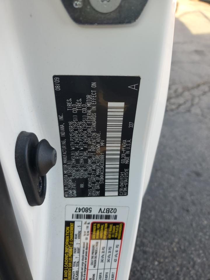 5TDKK4CC3AS309881 2010 Toyota Sienna Ce