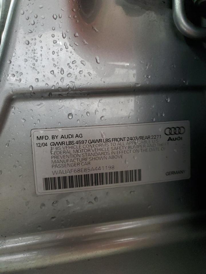 2005 Audi A4 2.0T VIN: WAUAF68E85A441198 Lot: 71273015