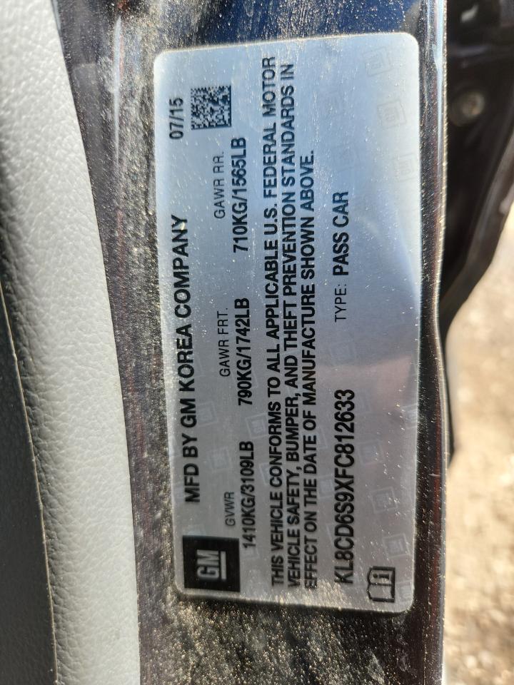 2015 Chevrolet Spark 1Lt VIN: KL8CD6S9XFC812633 Lot: 80212455