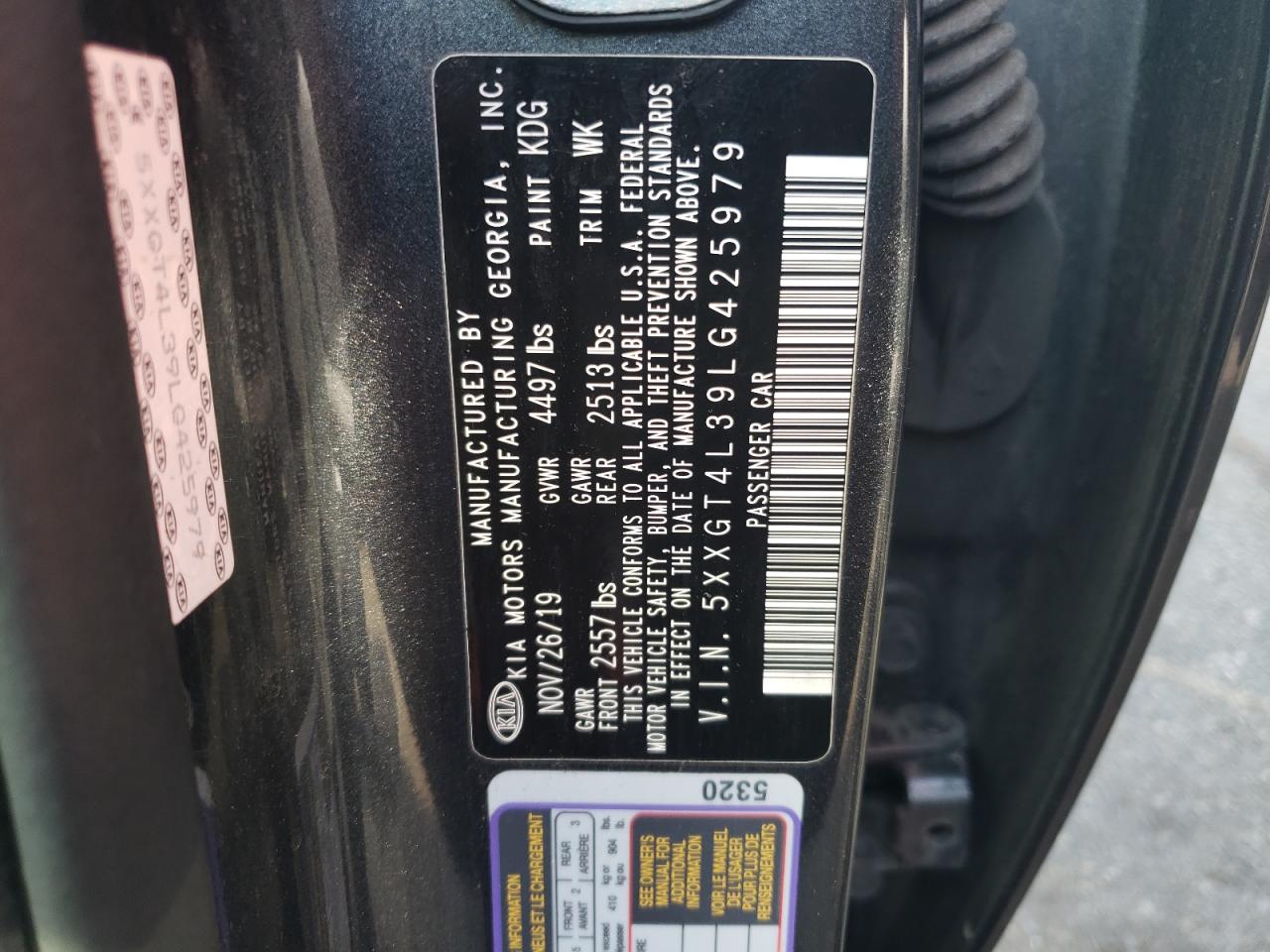 2020 Kia Optima Lx VIN: 5XXGT4L39LG425979 Lot: 84183885