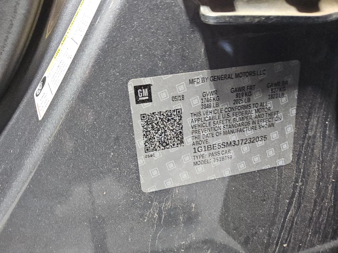 2018 Chevrolet Cruze Lt VIN: 1G1BE5SM3J7232035 Lot: 81097415