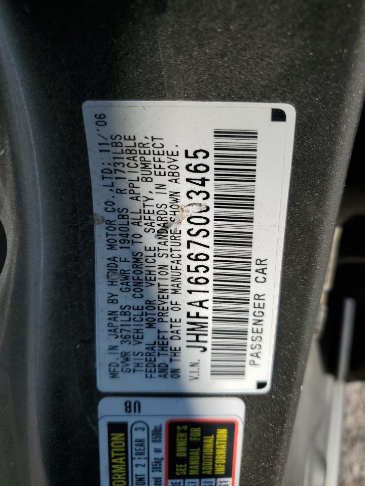 2007 Honda Civic Lx VIN: JHMFA16567S003465 Lot: 80171915