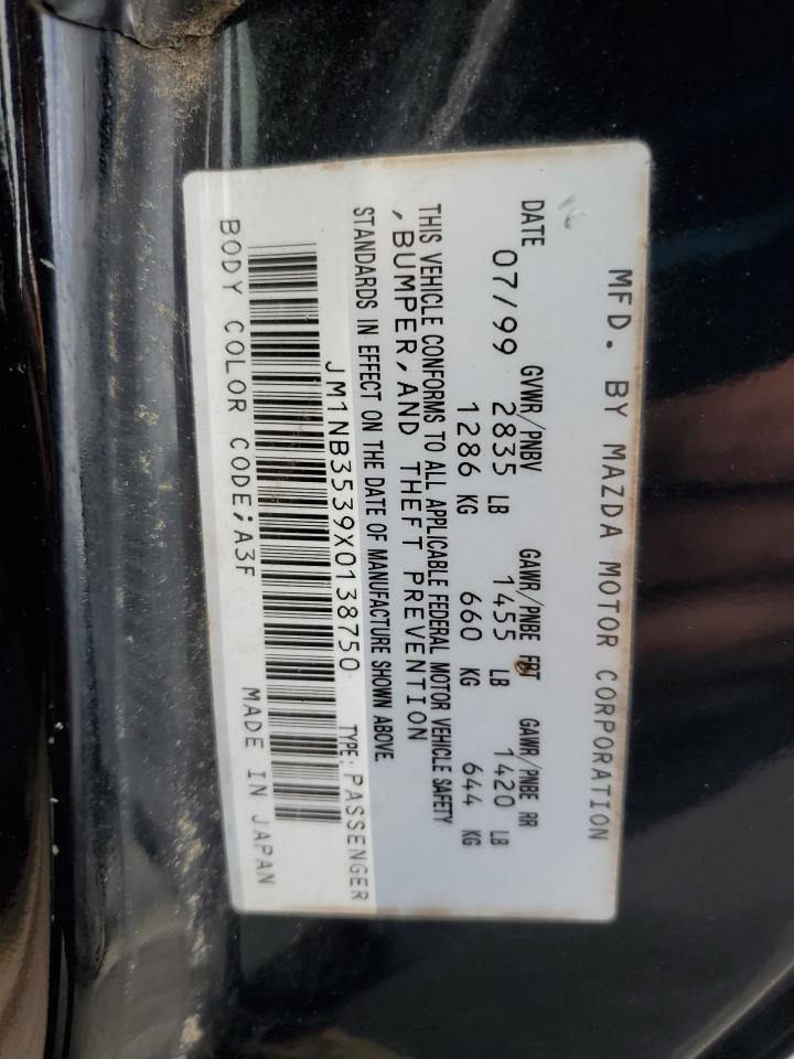 1999 Mazda Mx-5 Miata VIN: JM1NB3539X0138750 Lot: 80786245