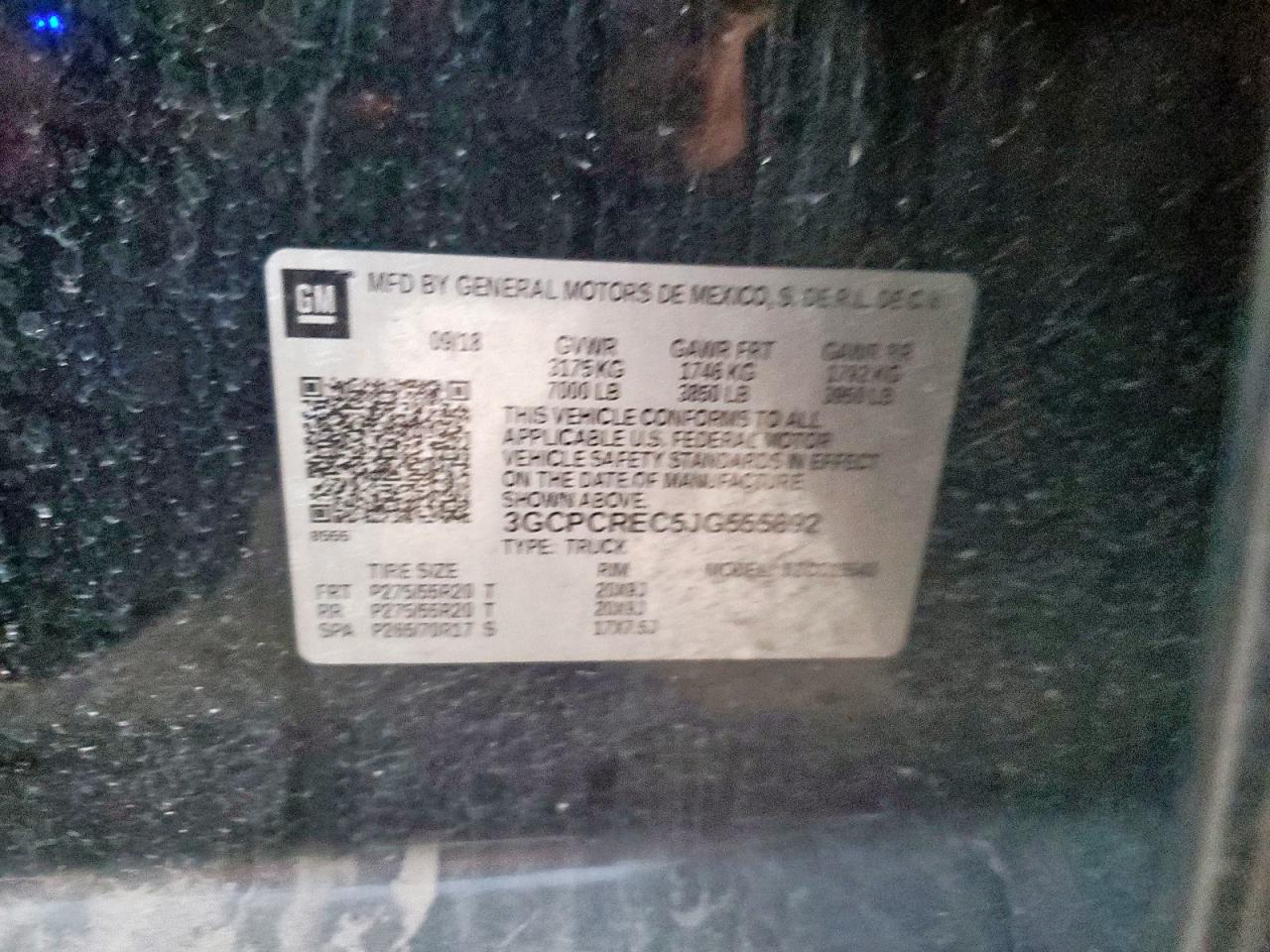 2018 Chevrolet Silverado C1500 Lt VIN: 3GCPCREC5JG555892 Lot: 80944995