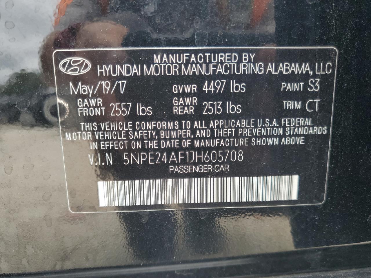 2018 Hyundai Sonata Se VIN: 5NPE24AF1JH605708 Lot: 84796745