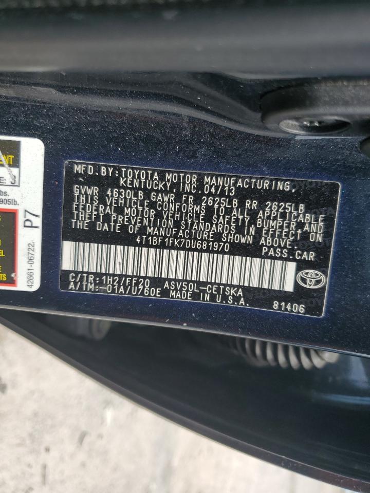 2013 Toyota Camry L VIN: 4T1BF1FK7DU681970 Lot: 71711155