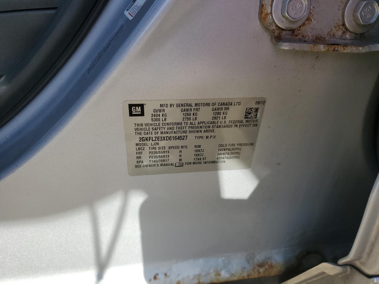 2013 GMC Terrain Denali VIN: 2GKFLZE3XD6164527 Lot: 81852255