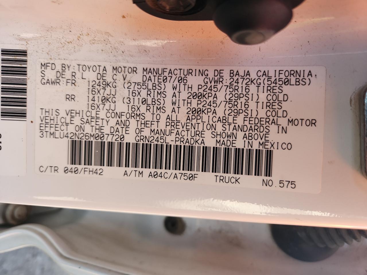 2006 Toyota Tacoma Double Cab VIN: 3TMLU42N26M007720 Lot: 84269965