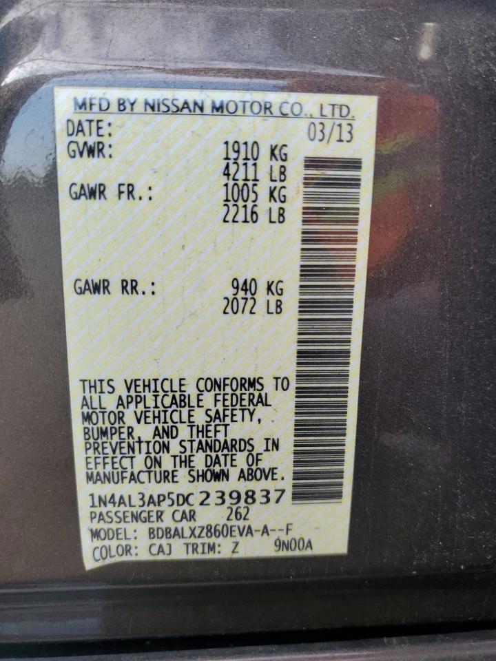 2013 Nissan Altima 2.5 VIN: 1N4AL3AP5DC239837 Lot: 81181335