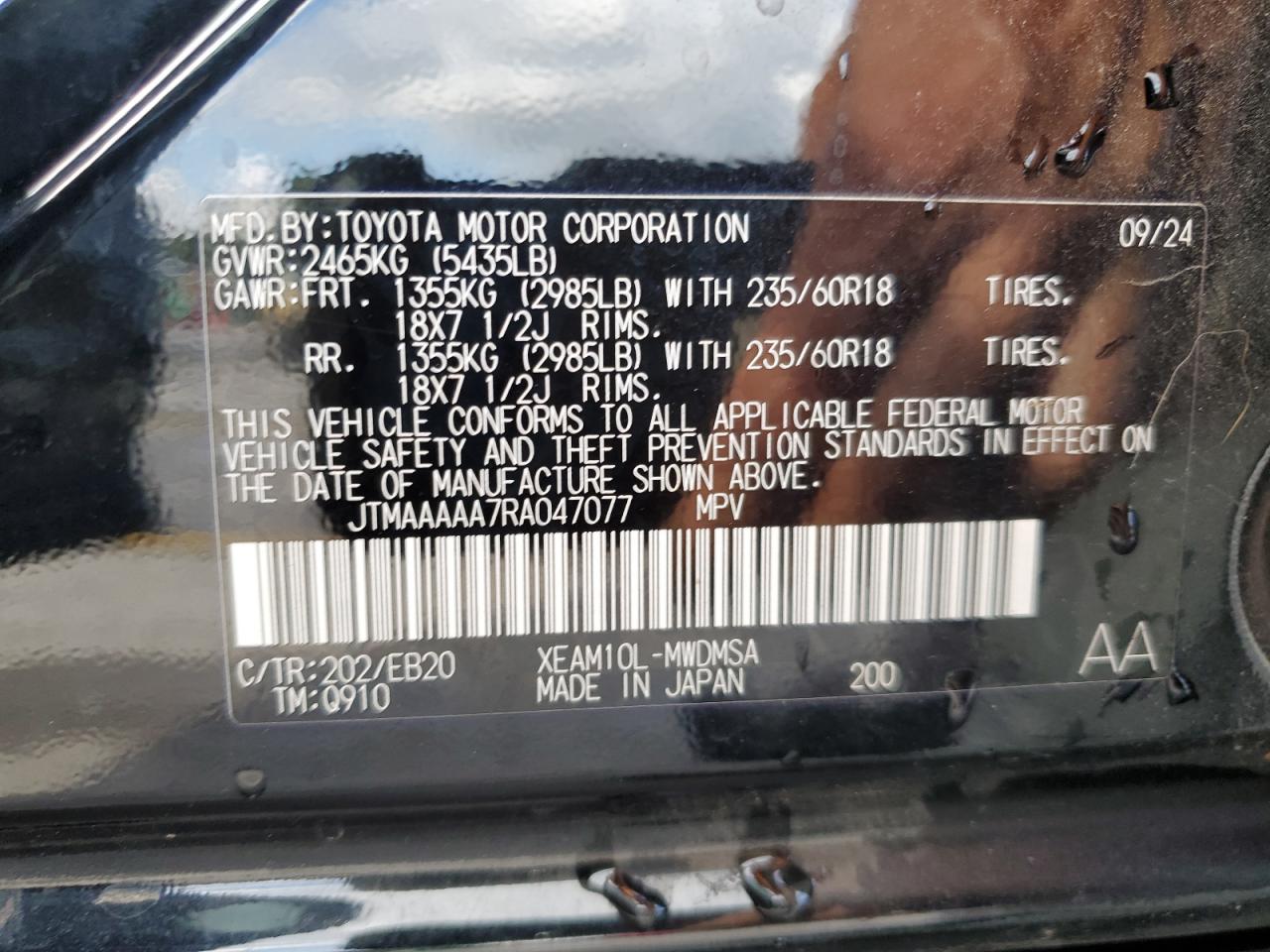 2024 Toyota Bz4X Xle VIN: JTMAAAAA7RA047077 Lot: 84270505