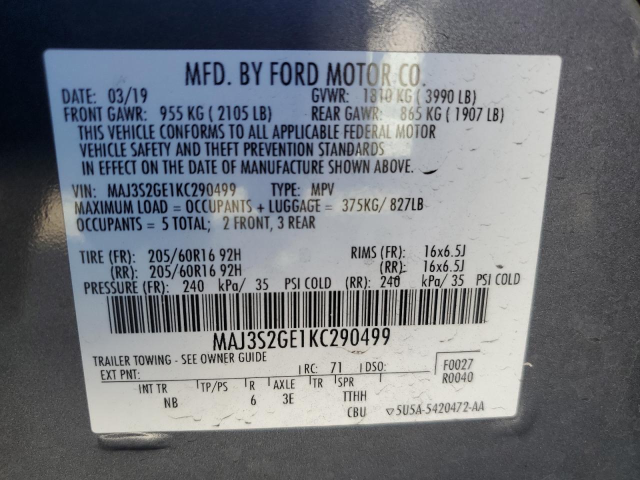 2019 Ford Ecosport Se VIN: MAJ3S2GE1KC290499 Lot: 80522895