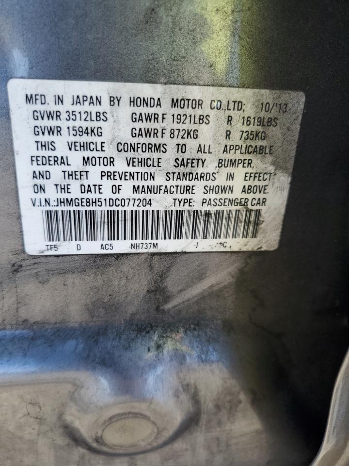 2013 Honda Fit Sport VIN: JHMGE8H51DC077204 Lot: 71528655