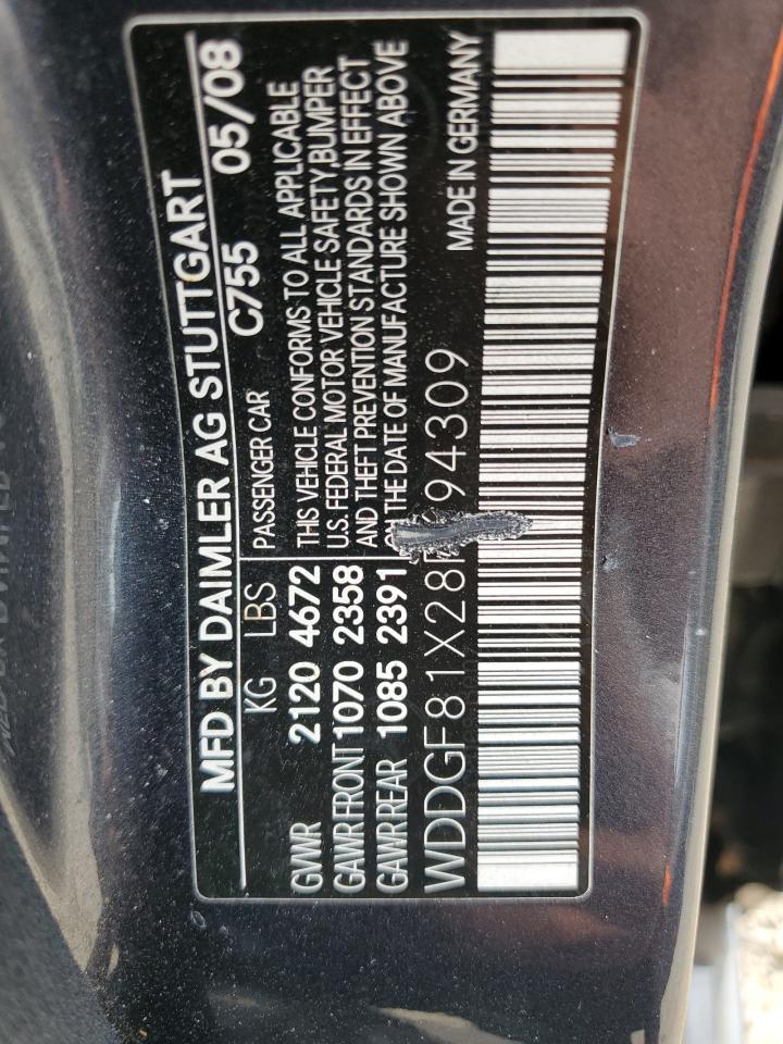 2008 Mercedes-Benz C 300 4Matic VIN: WDDGF81X28F194309 Lot: 70890805
