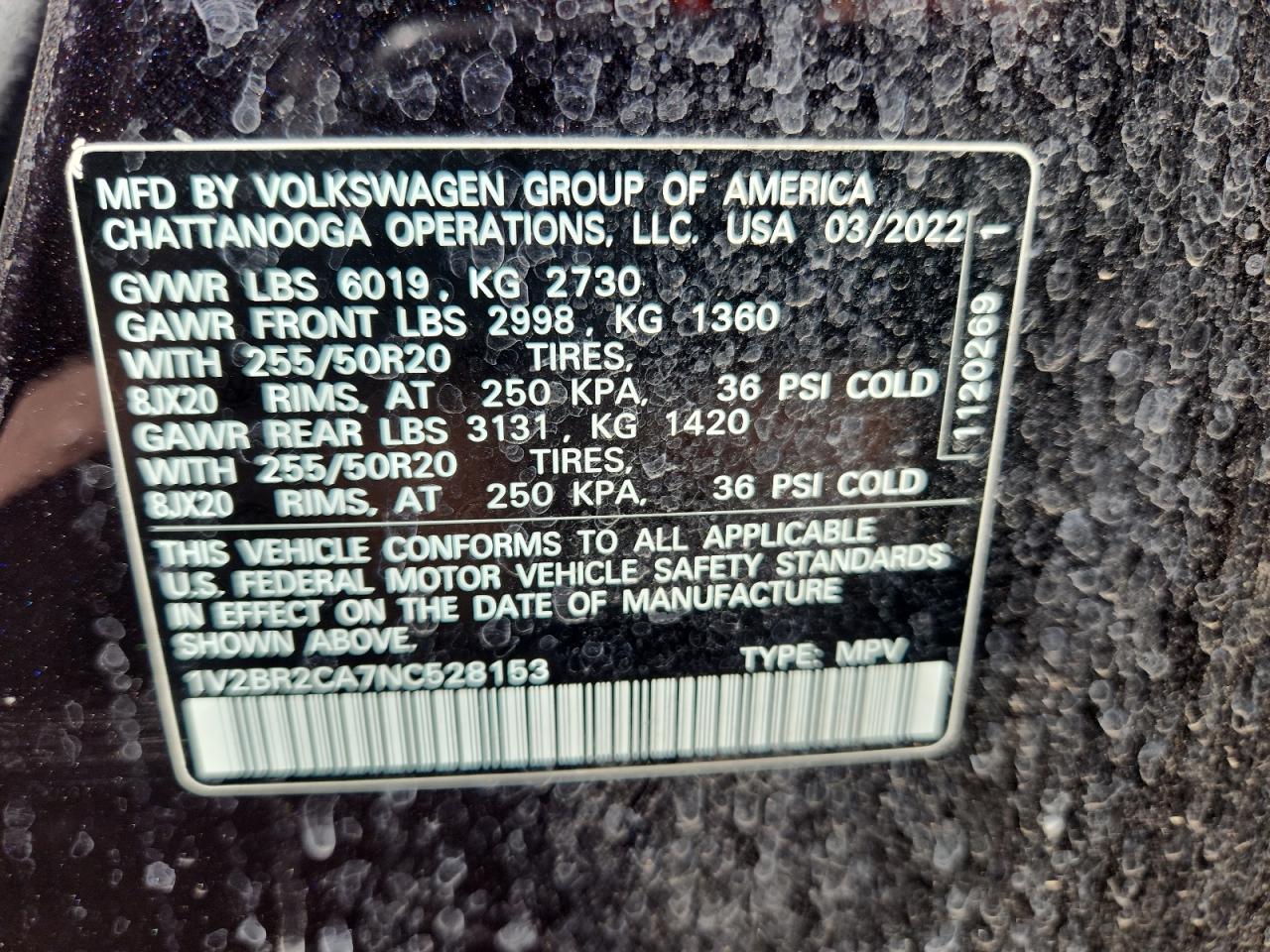2022 Volkswagen Atlas Sel VIN: 1V2BR2CA7NC528153 Lot: 80486075