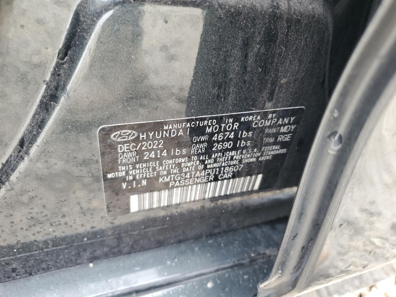 2023 Genesis G70 Base VIN: KMTG34TA4PU118607 Lot: 80525625