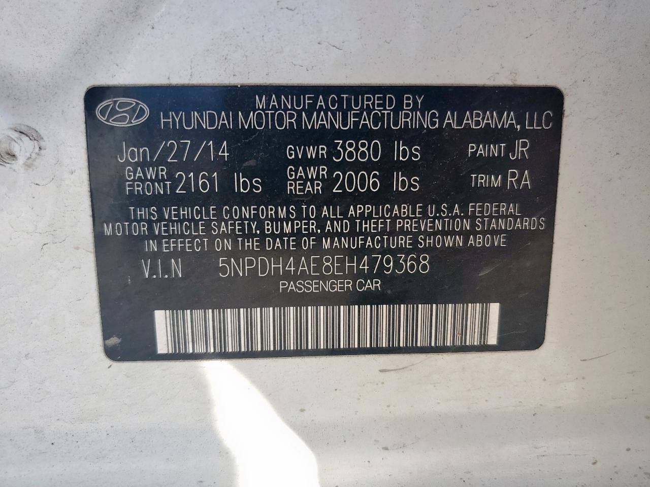 2014 Hyundai Elantra Se VIN: 5NPDH4AE8EH479368 Lot: 80292925