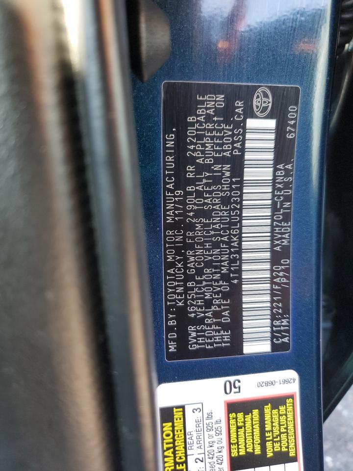 2020 Toyota Camry Le VIN: 4T1L31AK6LU523011 Lot: 84251605