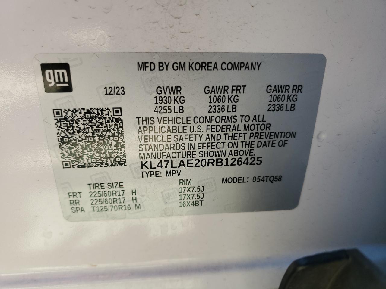 2024 Buick Envista Preferred VIN: KL47LAE20RB126425 Lot: 80455415