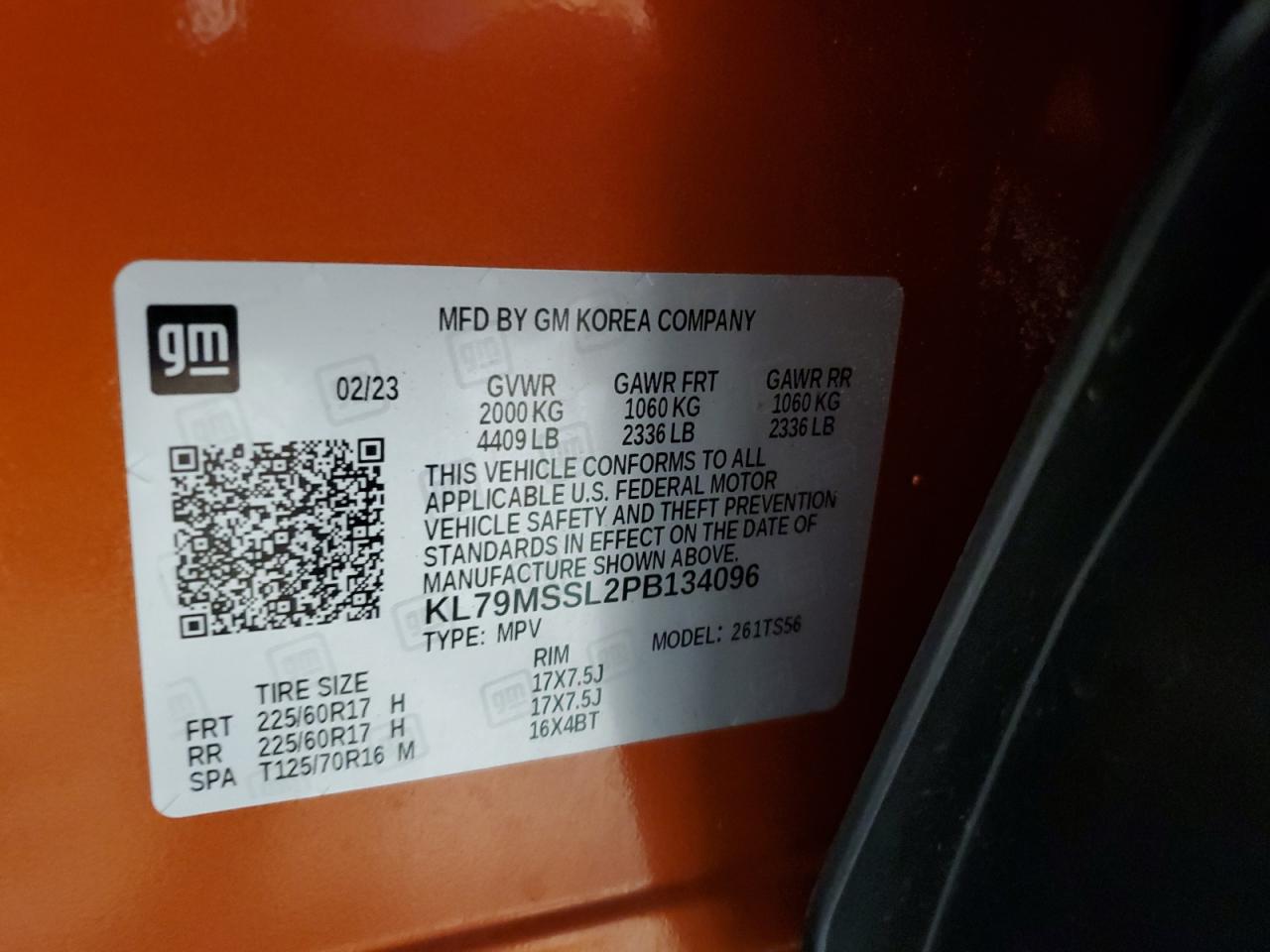 2023 Chevrolet Trailblazer Activ VIN: KL79MSSL2PB134096 Lot: 82063305