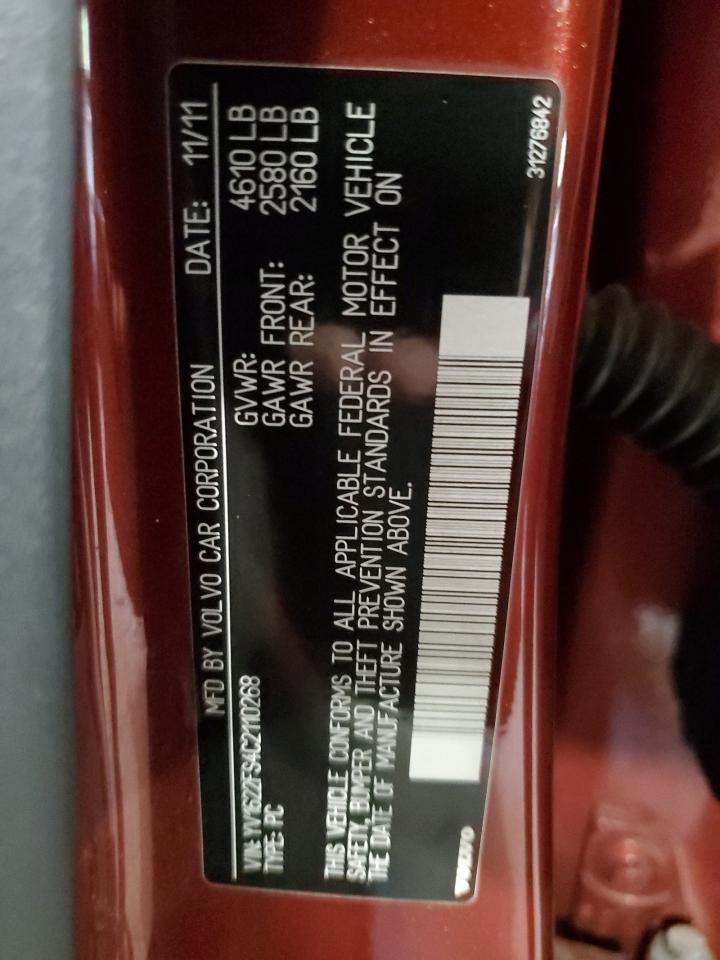 2012 Volvo S60 T5 VIN: YV1622FS4C2110268 Lot: 80958025