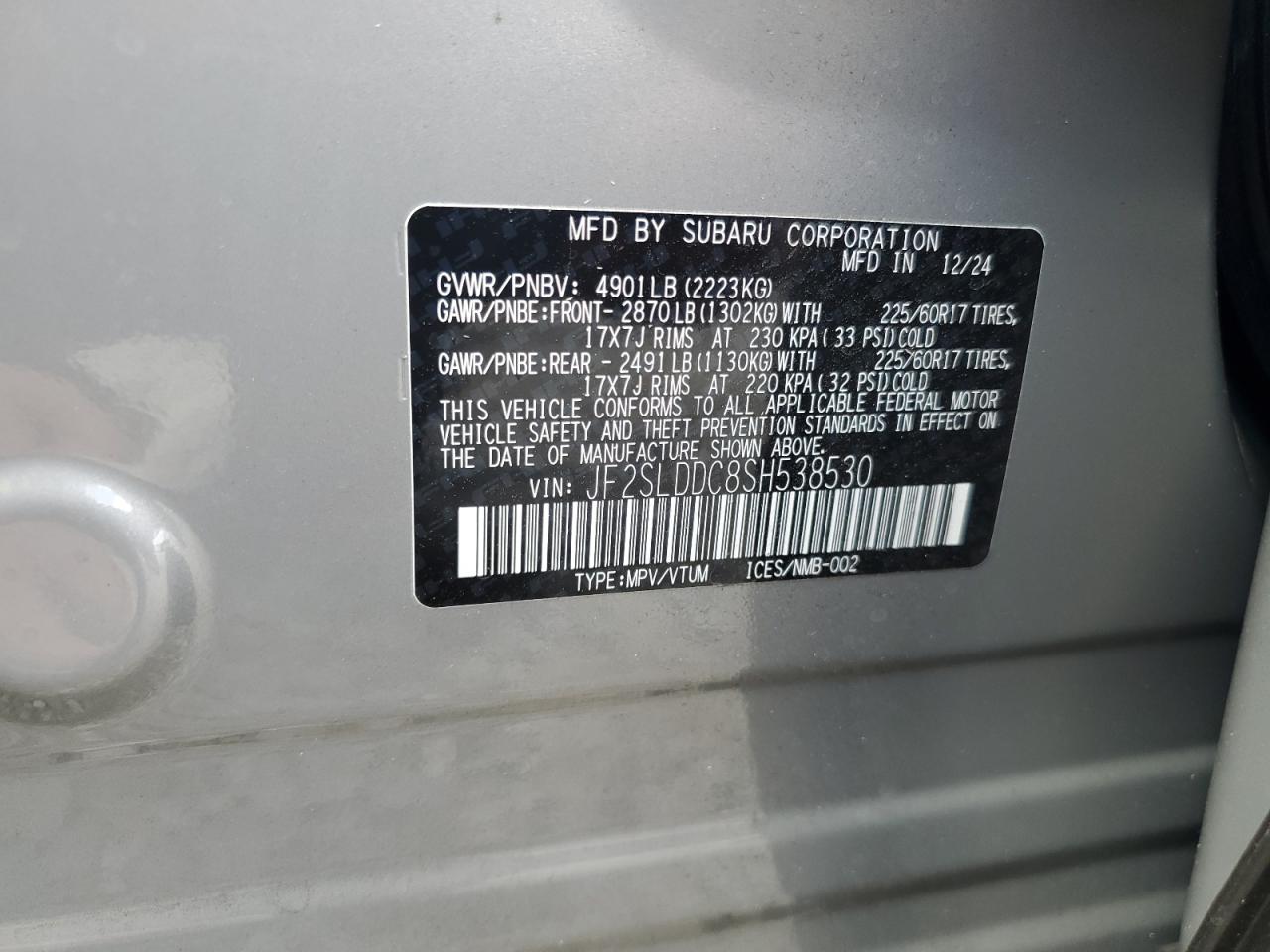 2025 Subaru Forester Premium VIN: JF2SLDDC8SH538530 Lot: 83769745