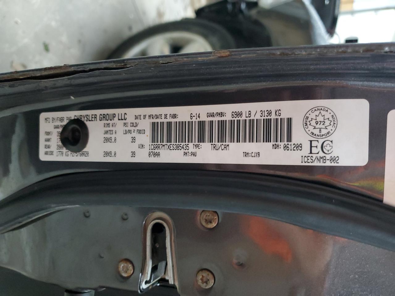 2014 Ram 1500 Sport VIN: 1C6RR7MTXES385435 Lot: 71597435