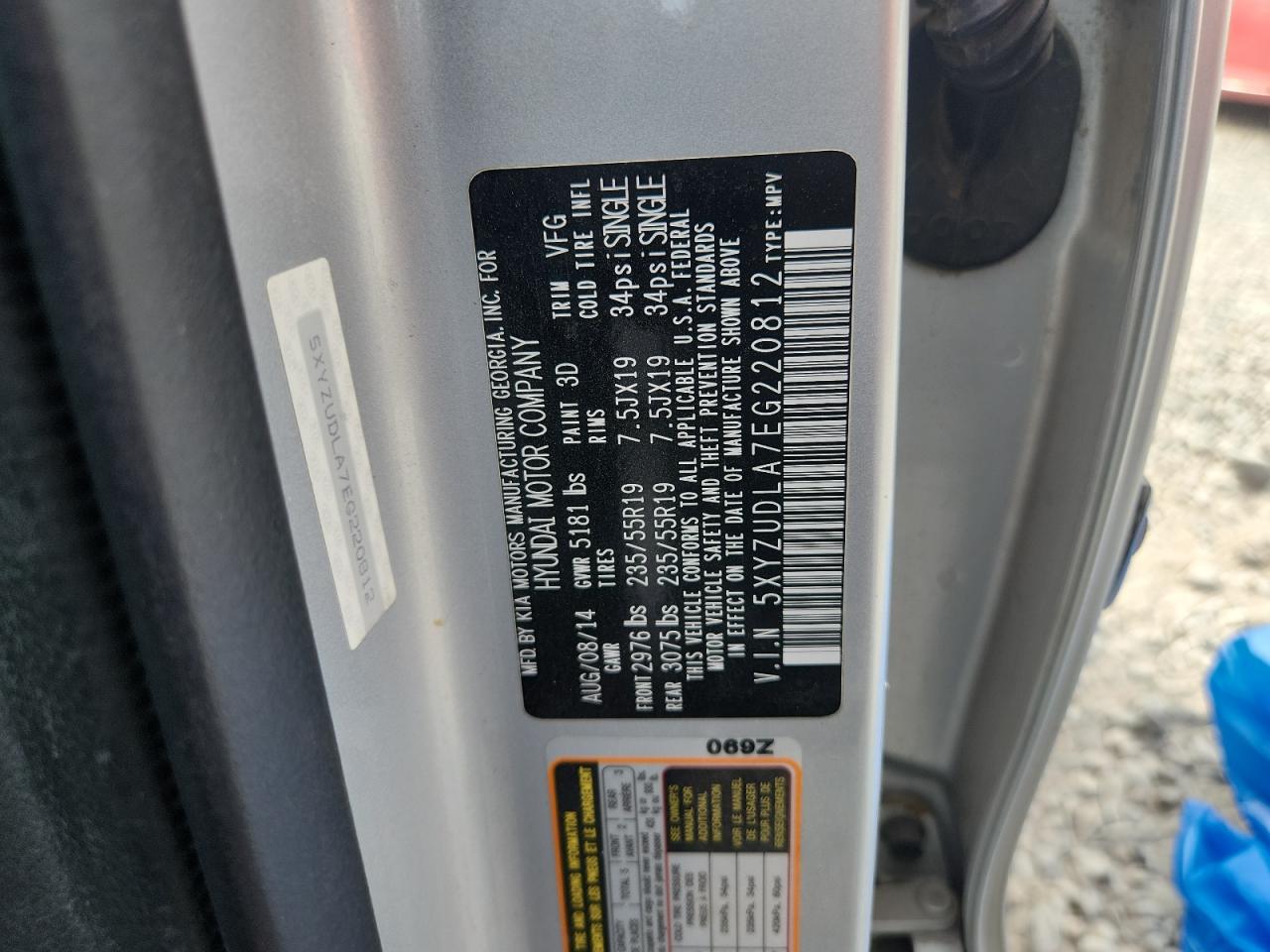 2014 Hyundai Santa Fe Sport VIN: 5XYZUDLA7EG220812 Lot: 81496955