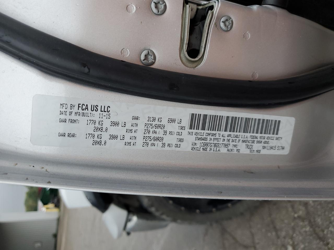 2016 Ram 1500 Slt VIN: 1C6RR7GT8GS177097 Lot: 81785265